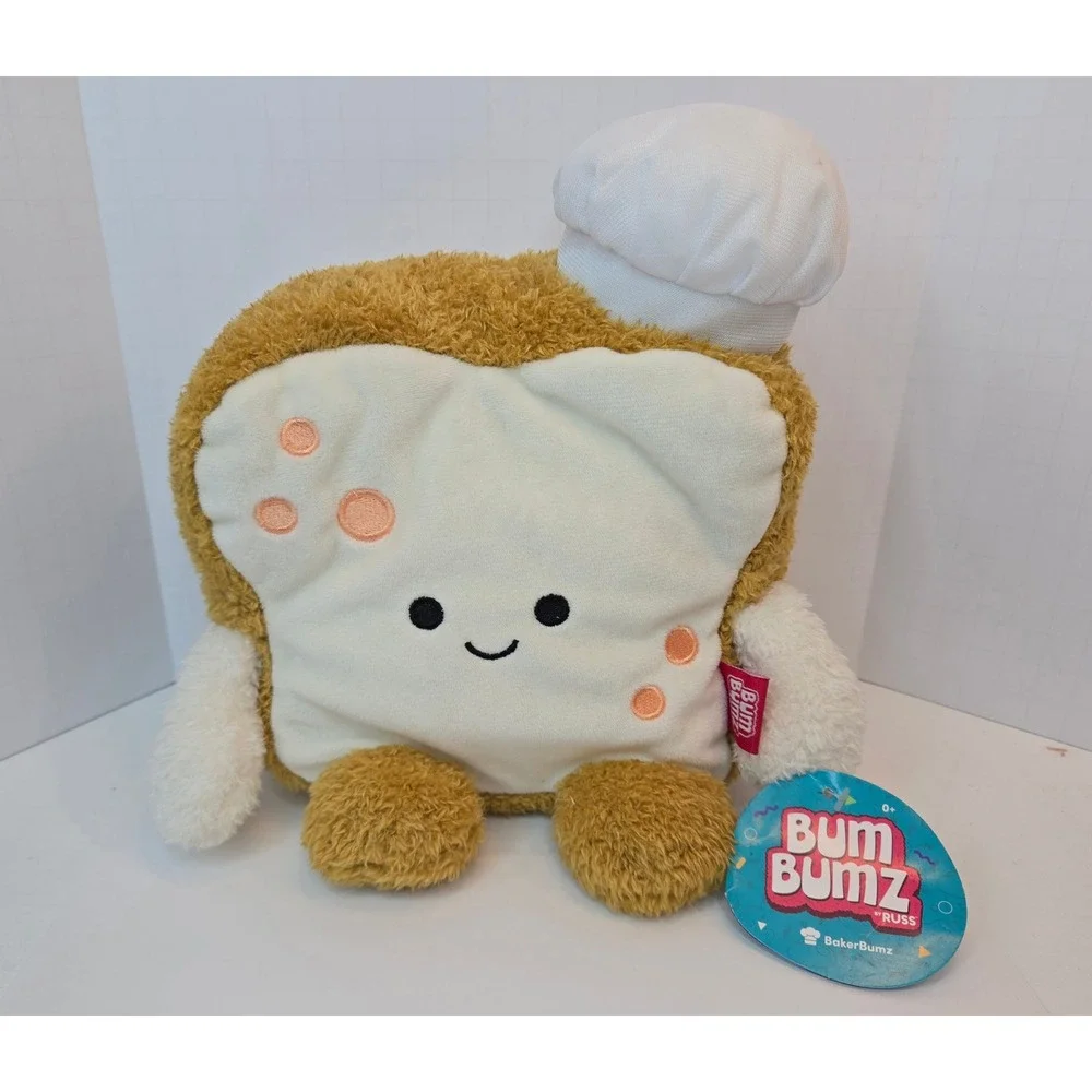 Bum‎ Bumz Baker Barb Slice of Bread Plush Toast Chef Hat Stuffed Toy New